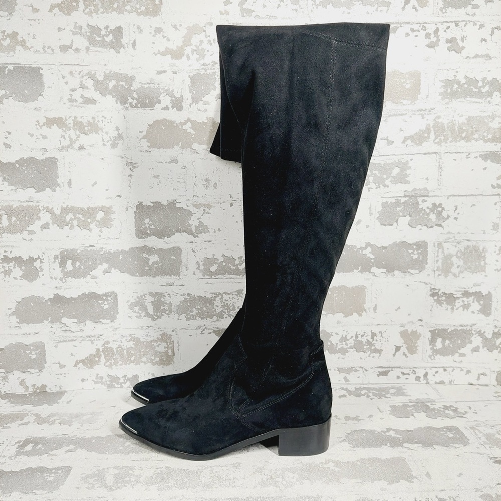 NEW Marc Fisher LTD Black Yaki Block Heel Over the Knee Boots i750